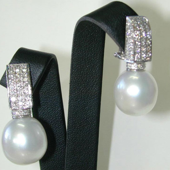 SOUTH SEA PEARL AND DIAMOND EARRINGS