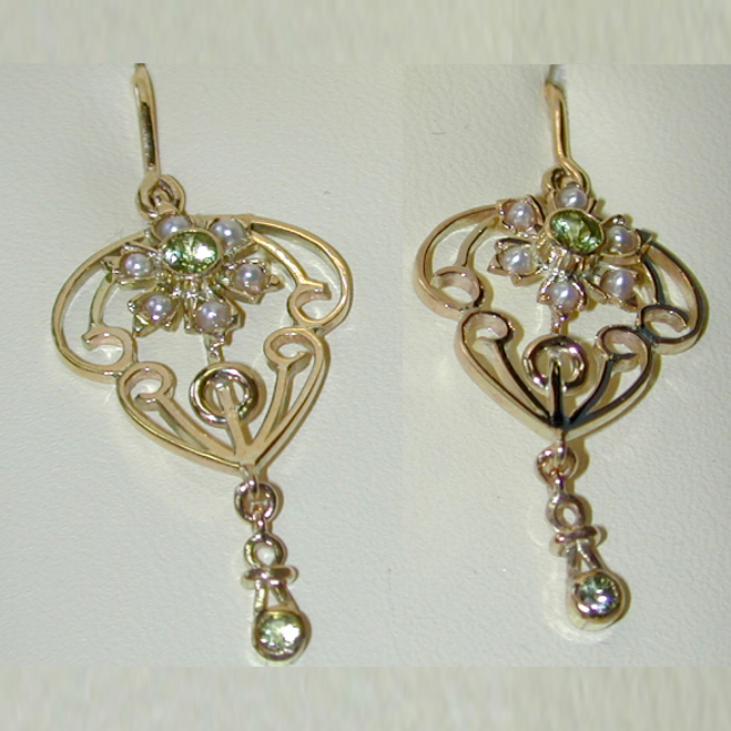 PEARL AND PERIDOT EARRINGS